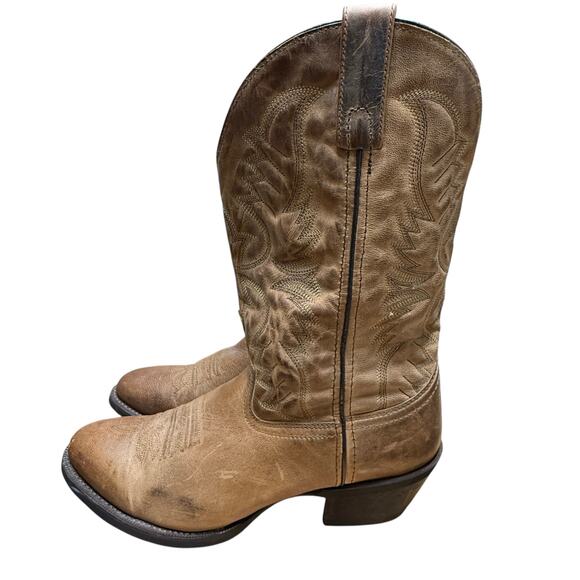Laredo Birchwood Men's Size 10 Western Cowboy Boots #68452 Tan Leather Pull On - Picture 4 of 9